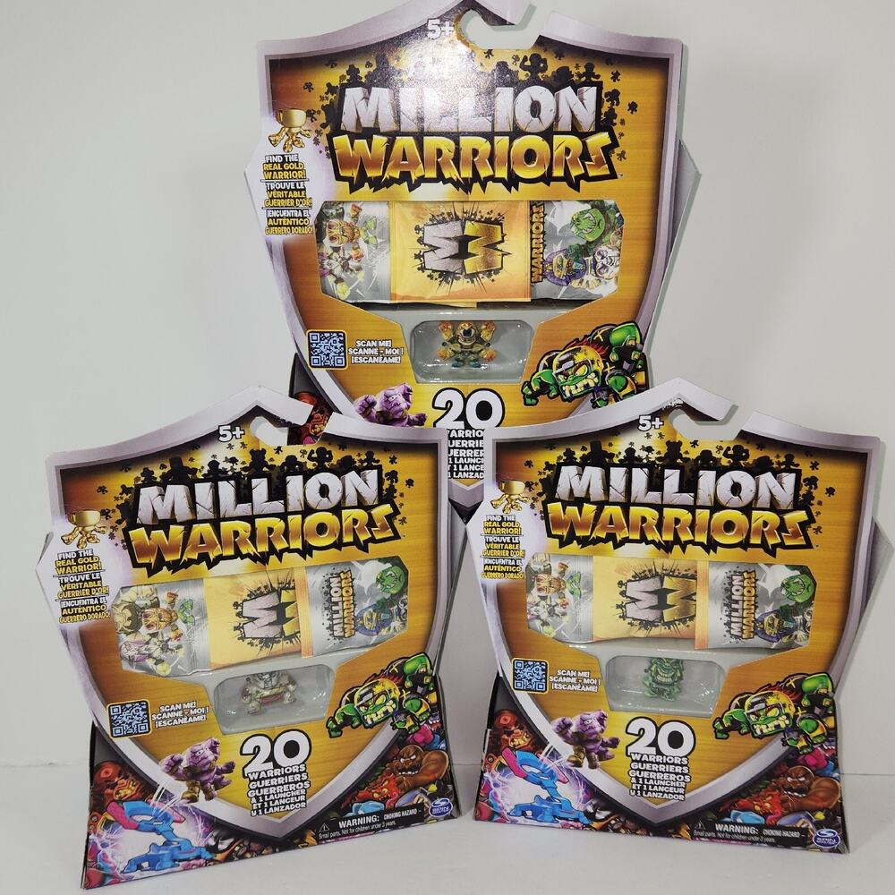 Lot of 3 Million Warriors 20 Pack Blind Bags Launcher New & Sealed NIB Micro